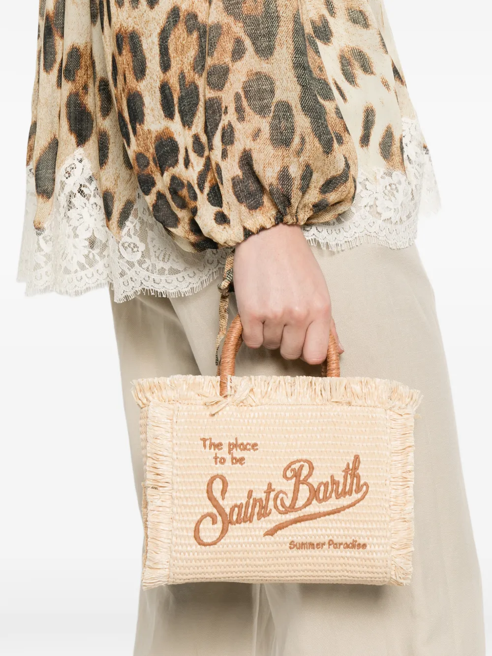 MC2 Saint Barth Vanity mini-shopper met franje Beige