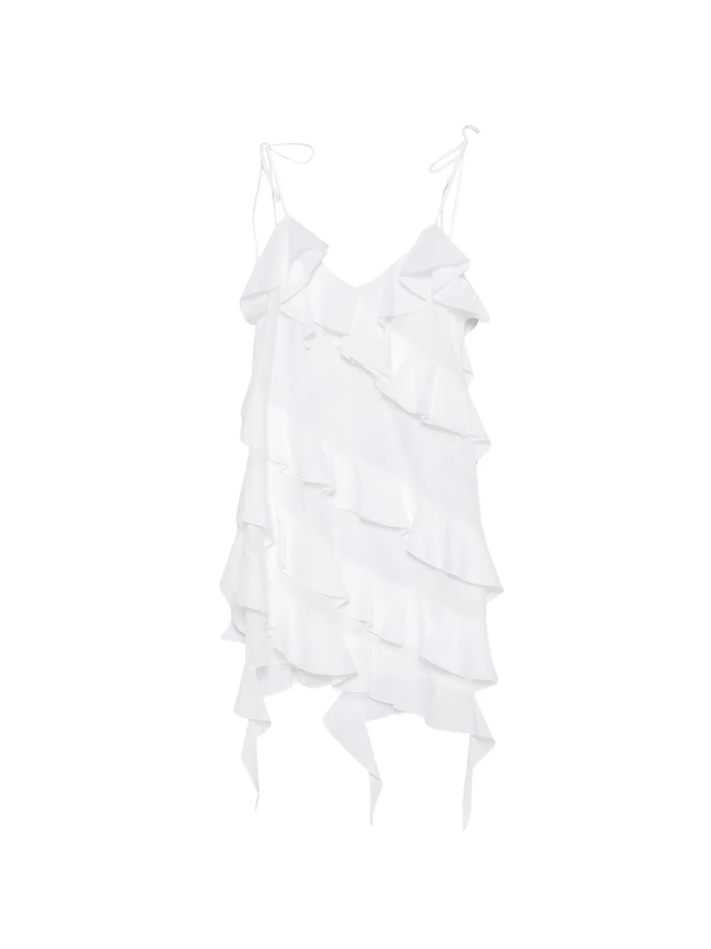 Les Filles d'Eva ruffled cold-shoulder mini dress - Bianco
