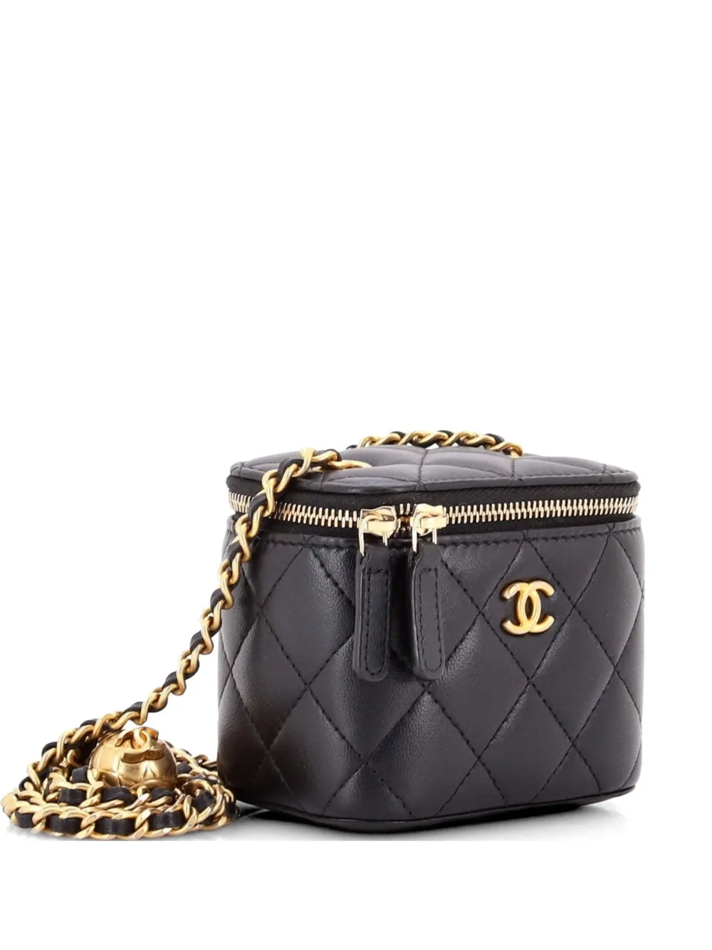 CHANEL Pre-Owned Pearl Crush Vanity Case with Chain Quilted Lambskin Mini clutch bag - Nero