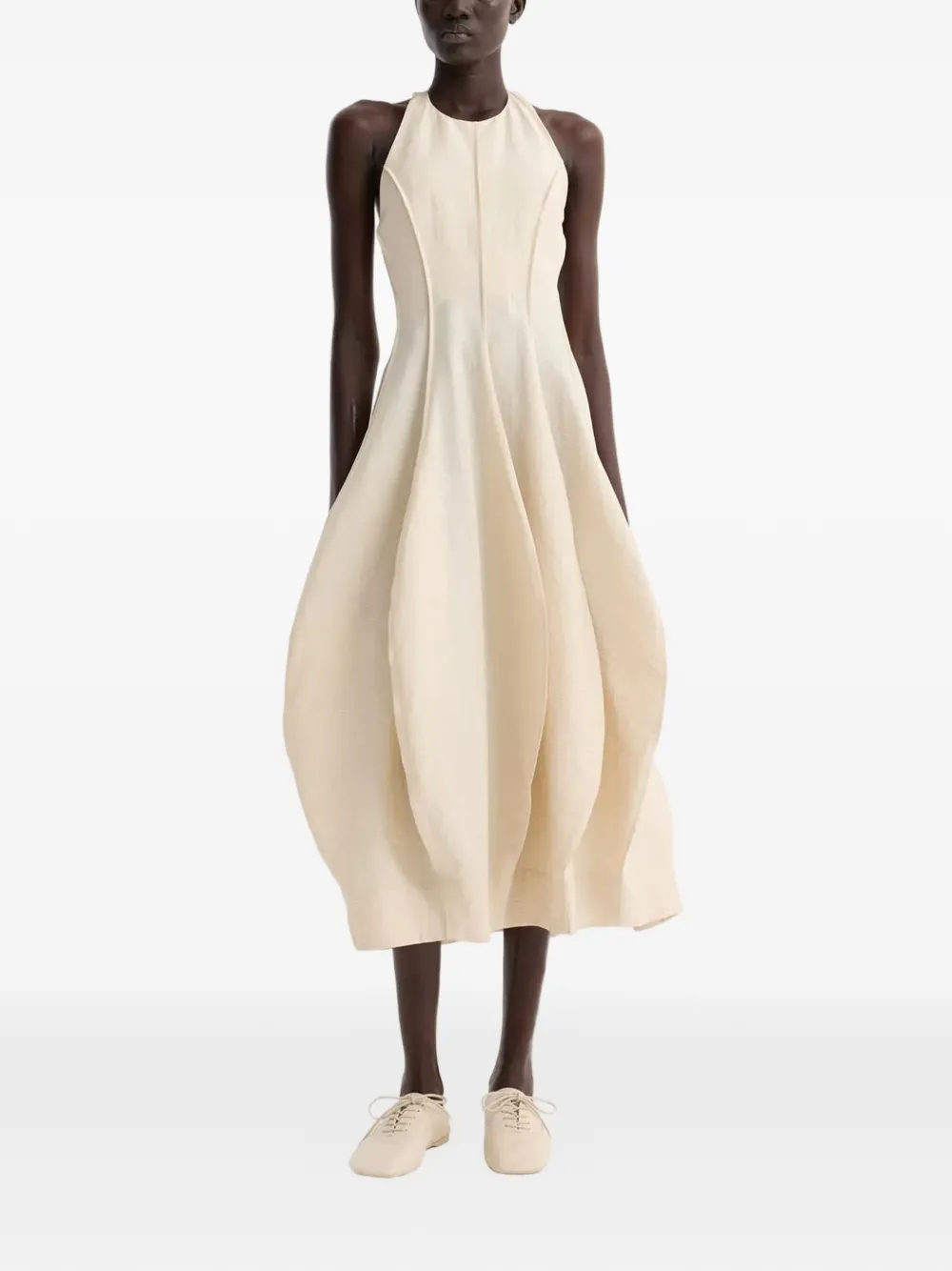  Róhe Vestido Con Cuello Halter Y Pliegues - Neutro 