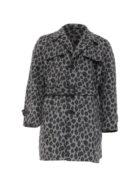 Saint Laurent Pre-Owned leopard-print belted coat