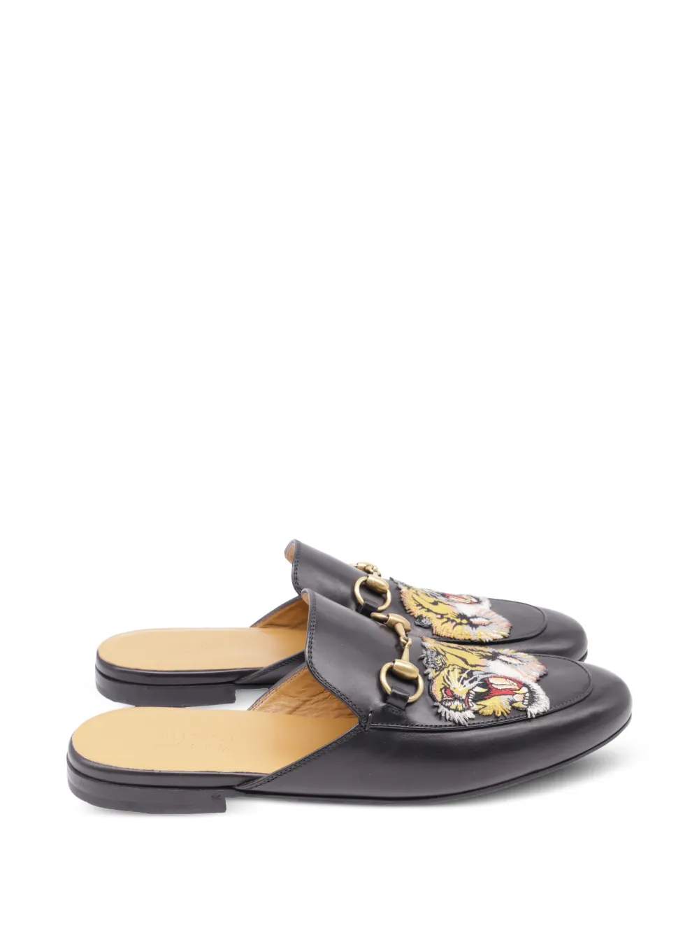 Gucci Pre-Owned Princetown tiger-embroidered mules - Schwarz