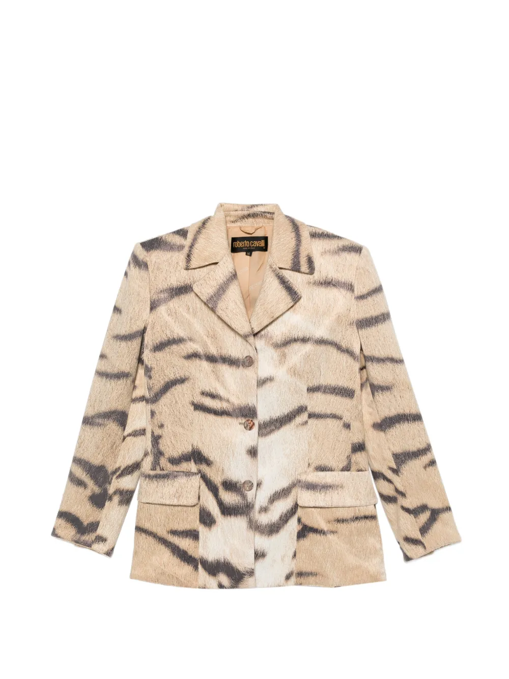 Roberto Cavalli Vintage blazer à imprimé tigre (années 2000) - Tons neutres