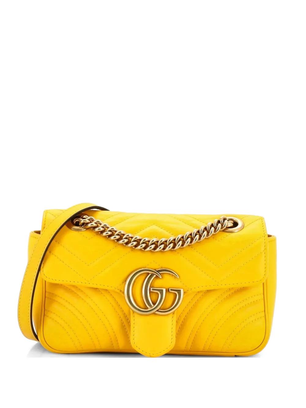 Gucci Pre-Owned GG Marmont Flap Bag Matelasse Leather Mini crossbody bag - Giallo