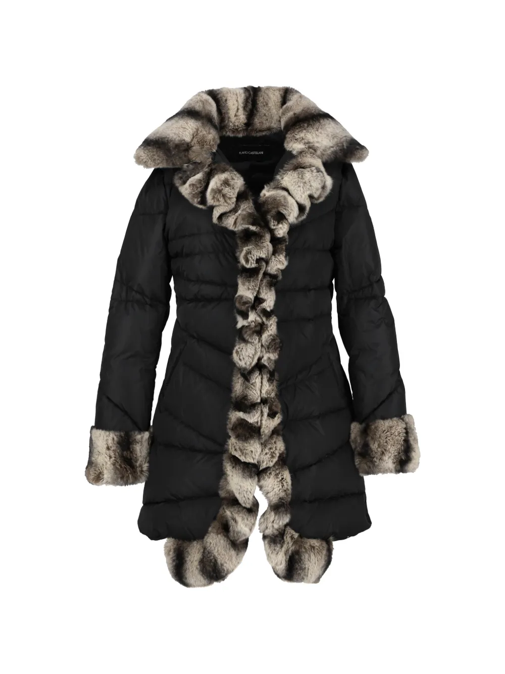 Flavio Castellani matte faux-fur trim padded coat - Nero