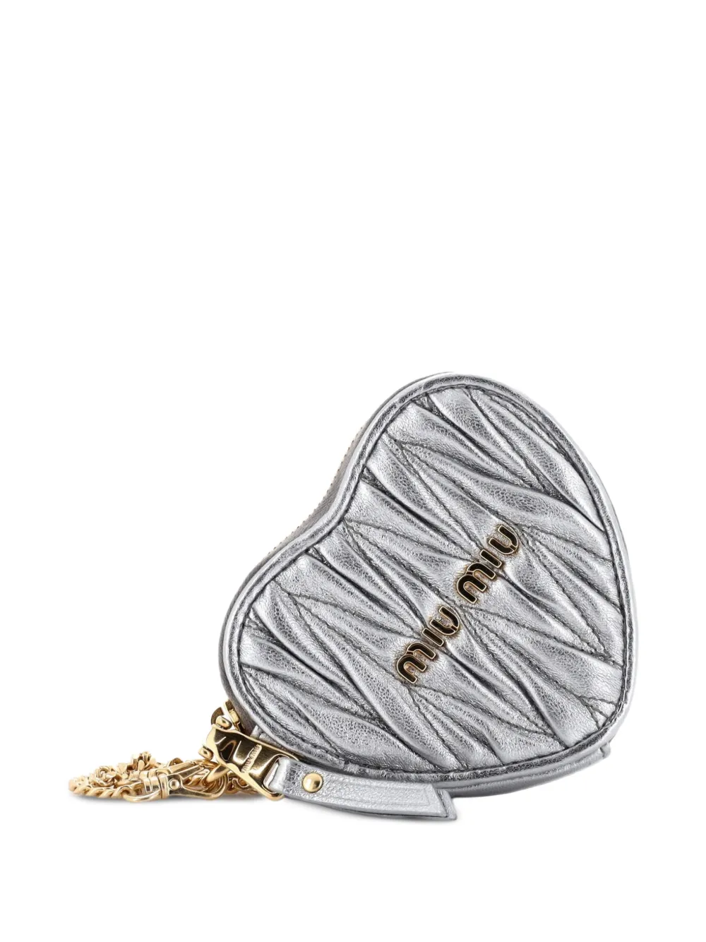 Miu Miu Pre-Owned Heart Chain Coin Purse Matelasse Leather pouch - Argento