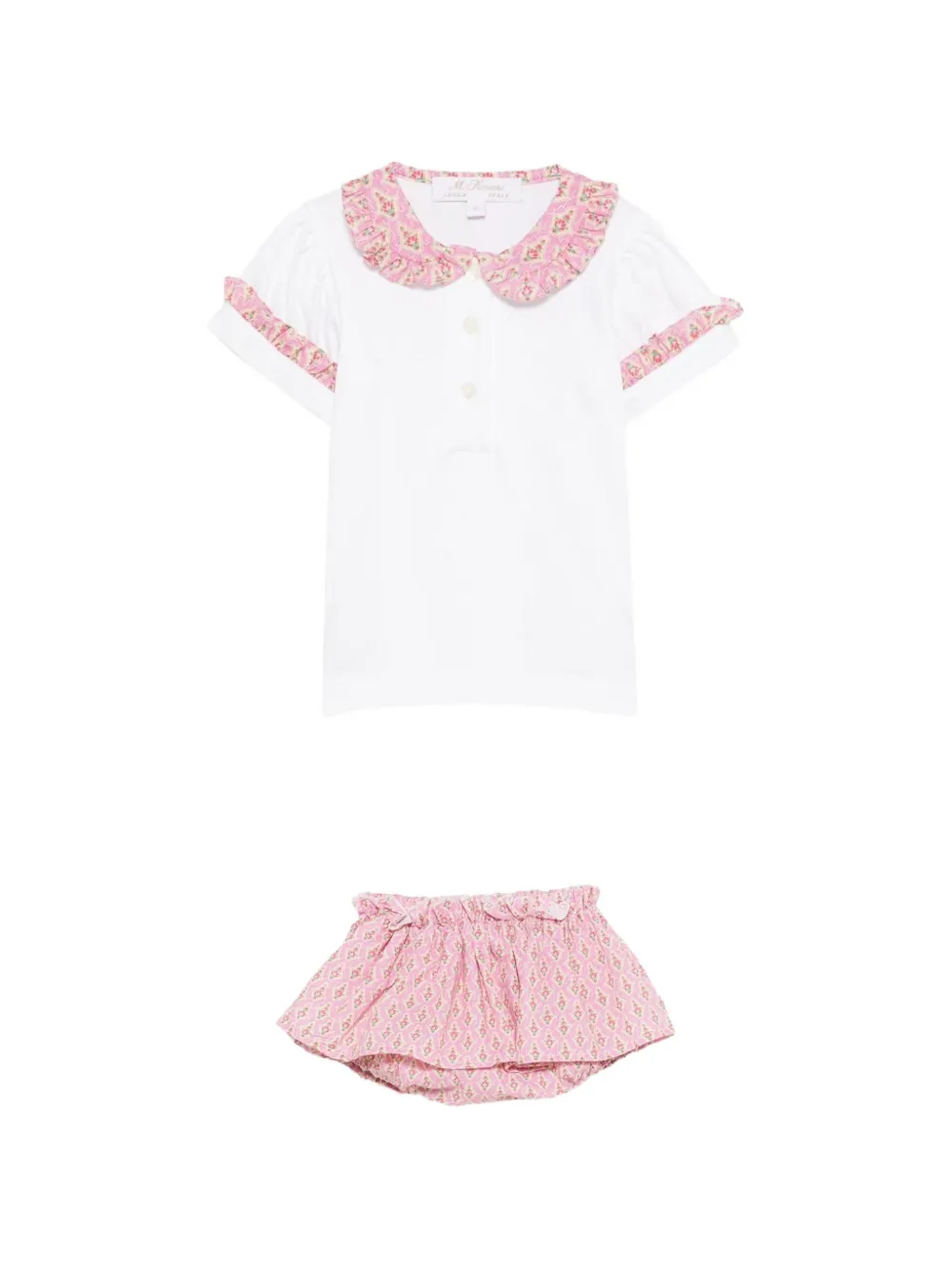 Mariella Ferrari floral-print ruffled babygrow set - Weiß