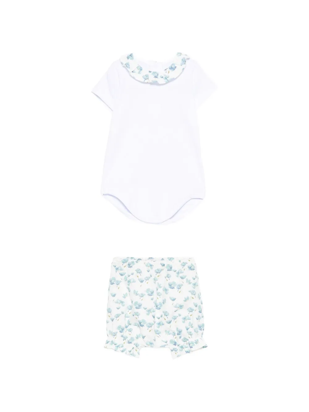 Mariella Ferrari floral-print ruffled babygrow set - Weiß