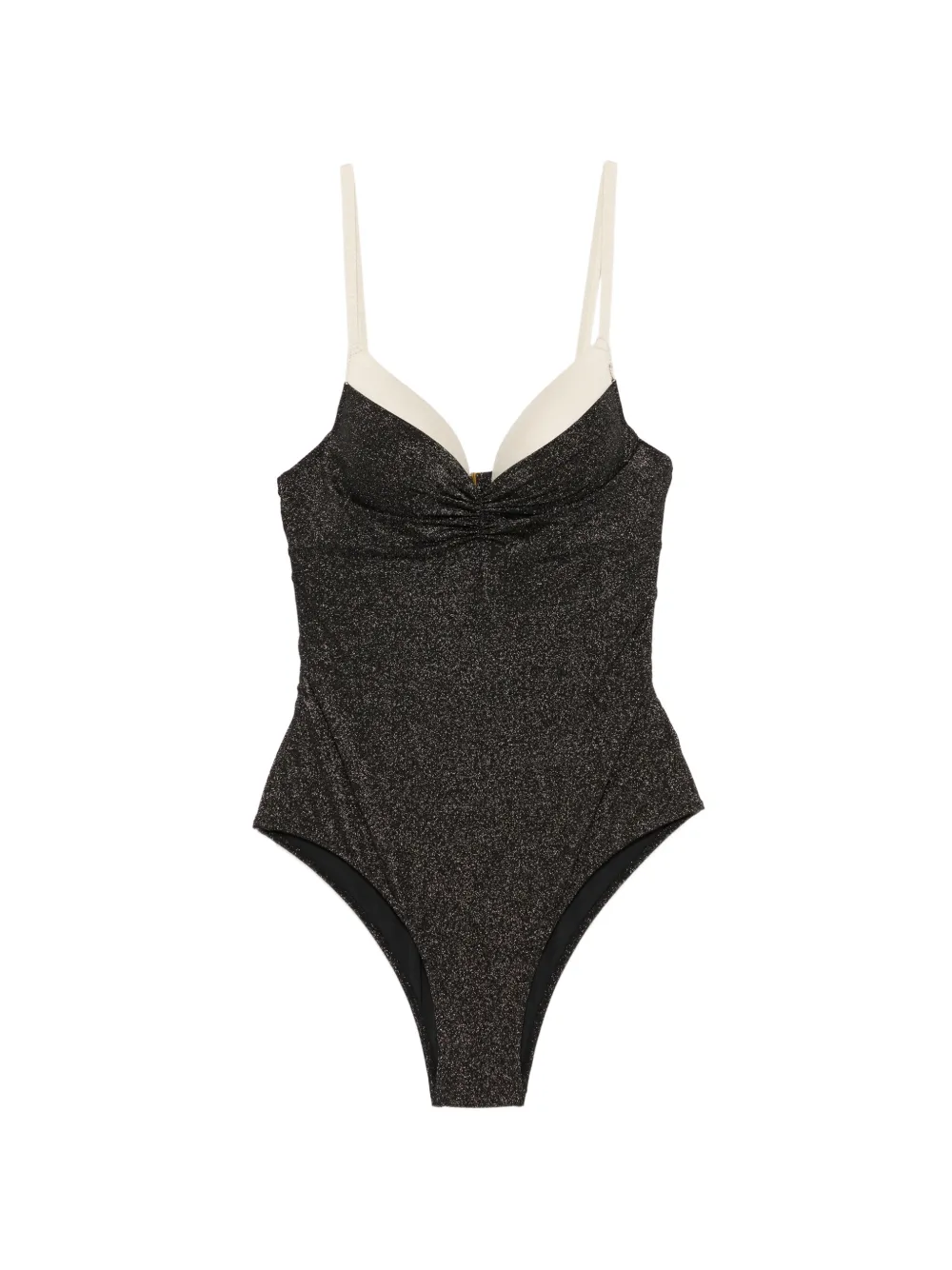TWINSET glitter-effect ruched swimsuit - Nero