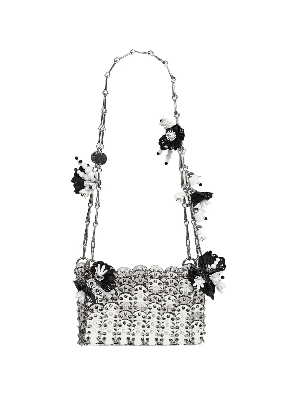 Rabanne mini flower-embellished shoulder bag - Argento