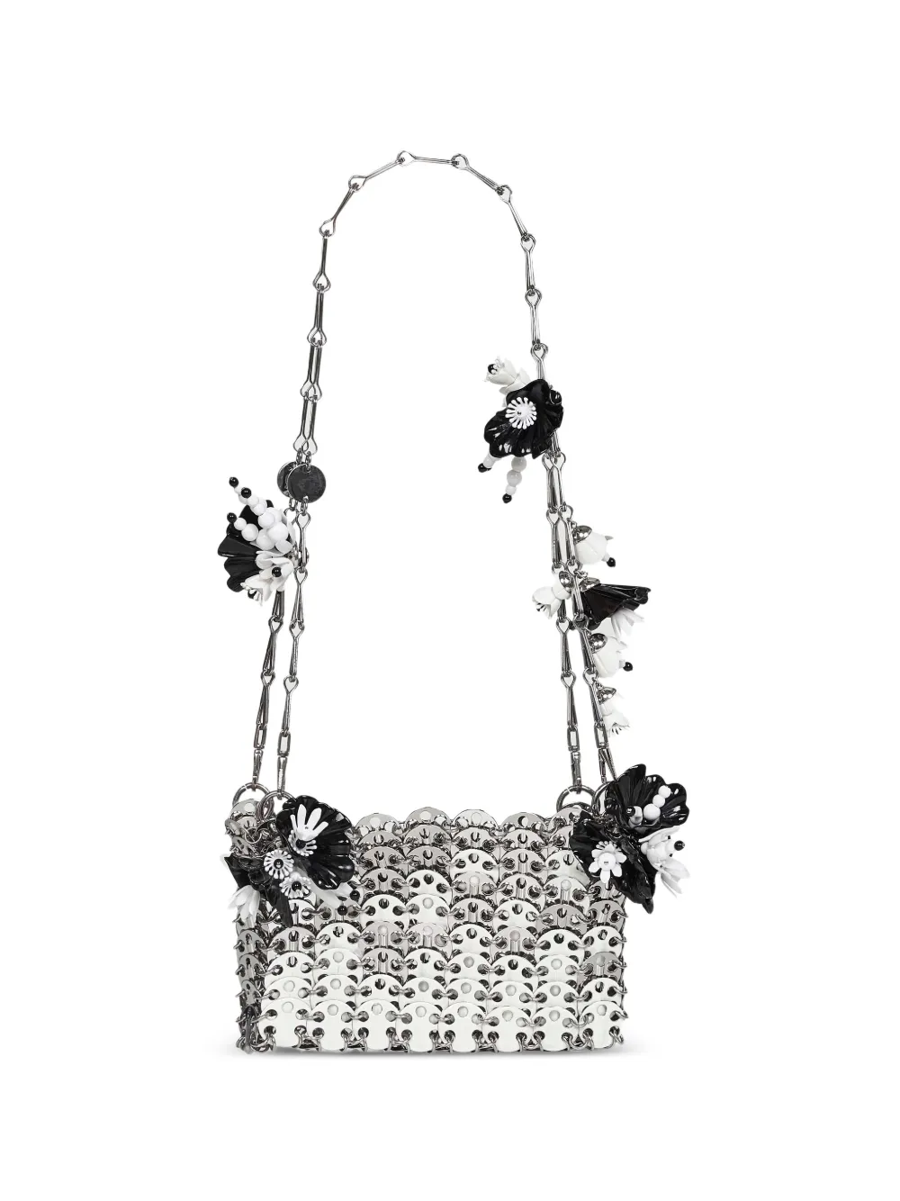 Rabanne mini flower-embellished shoulder bag - Argento