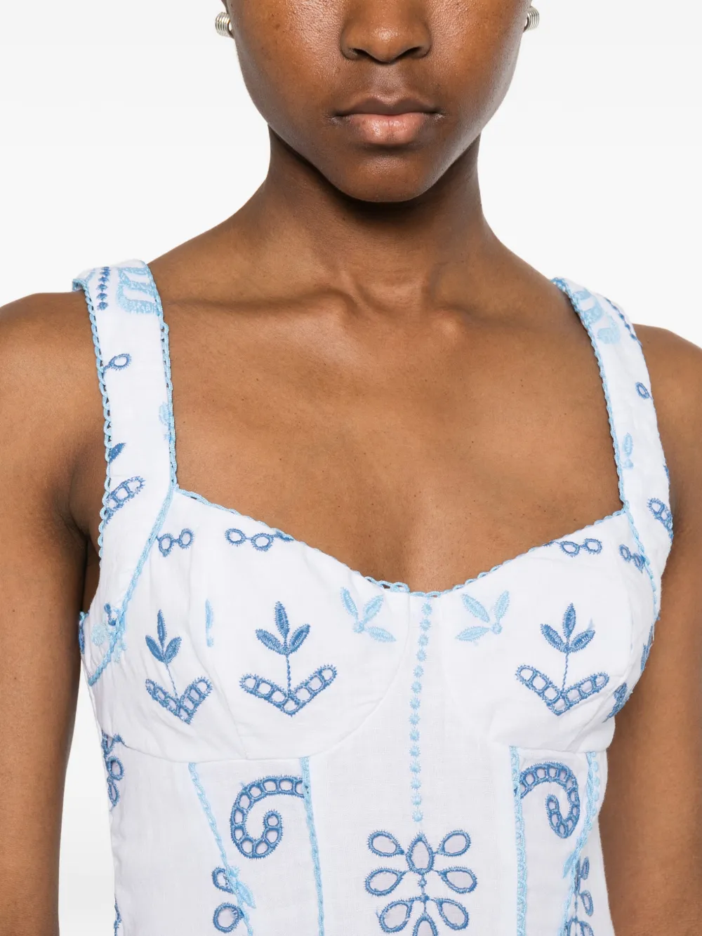Charo Ruiz Ibiza Arissa mini-jurk met geborduurde A-lijn Wit