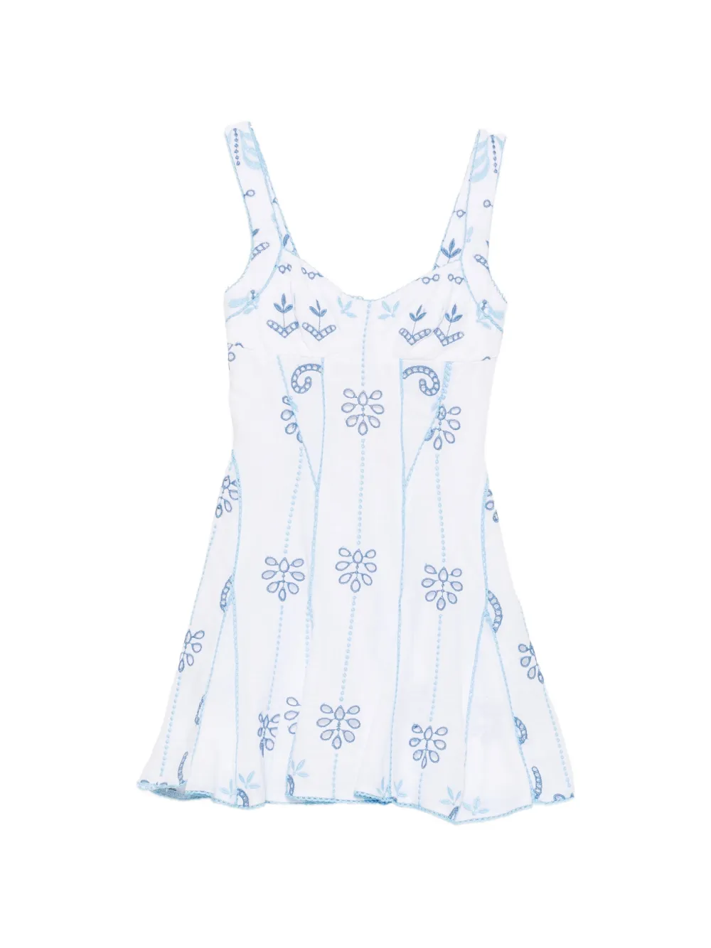 Charo Ruiz Ibiza Arissa mini-jurk met geborduurde A-lijn Wit