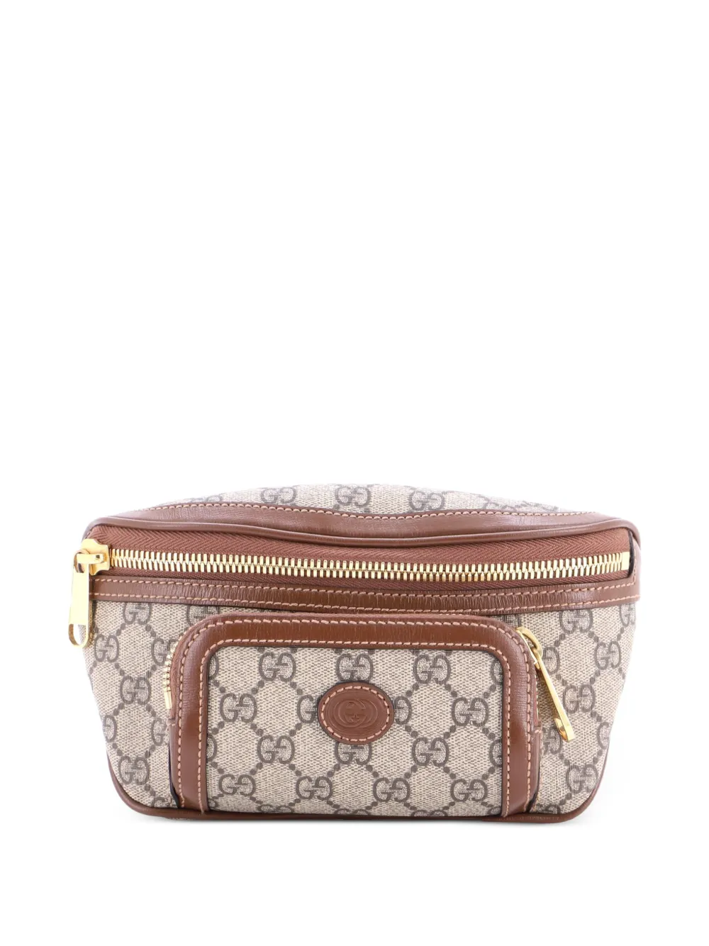 Gucci Pre-Owned Interlocking G Patch GG Coated Canvas Large belt bag - Marrone