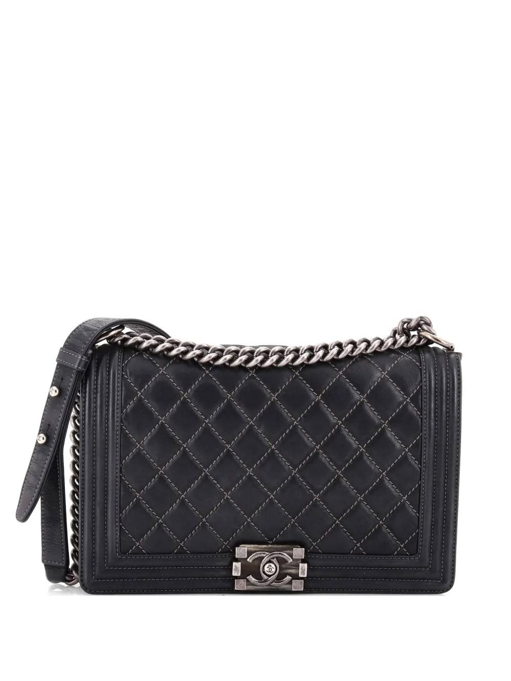 CHANEL Pre-Owned Boy Flap Bag Quilted Lambskin New Medium shoulder bag - Nero