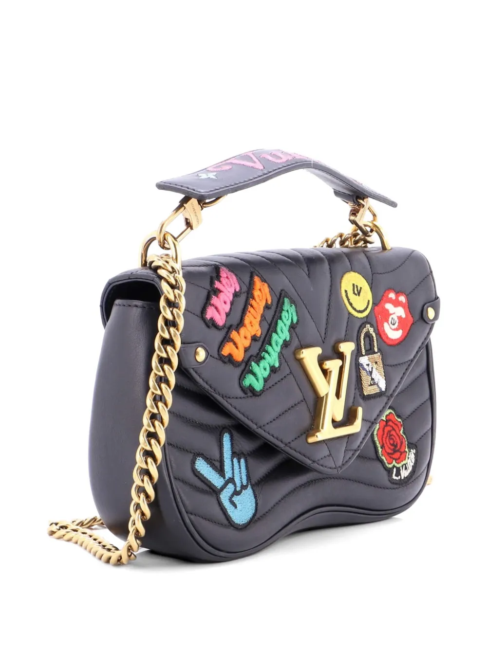  Louis Vuitton Pre-owned Borsa A Spalla New Wave Chain Bag Limited Edition Patches Quilted Leather Mm - Nero 