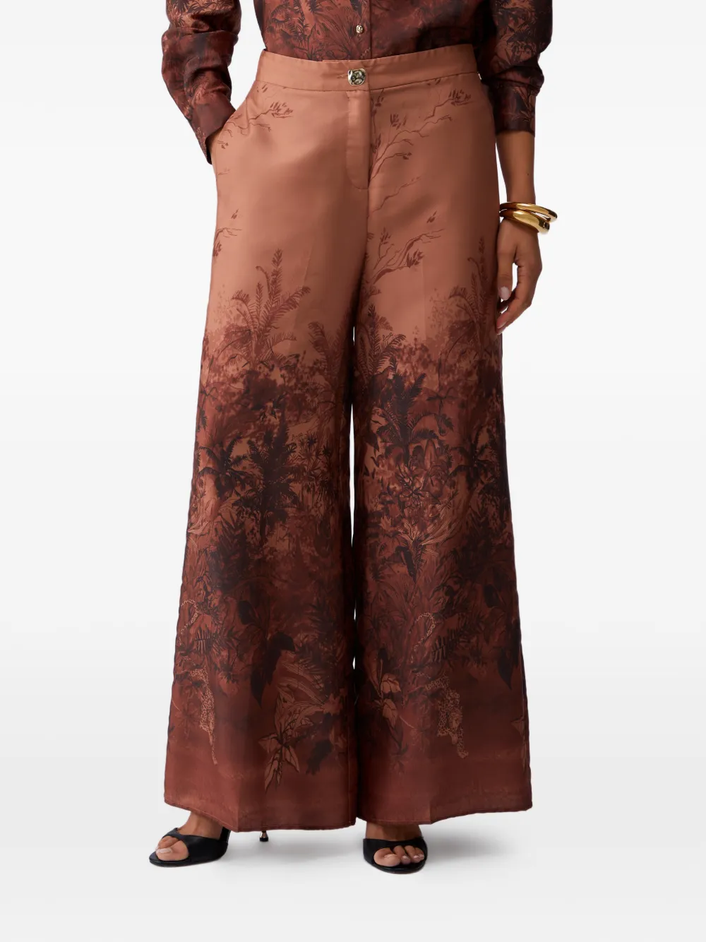 LIU JO Twill palazzo broek met print Beige