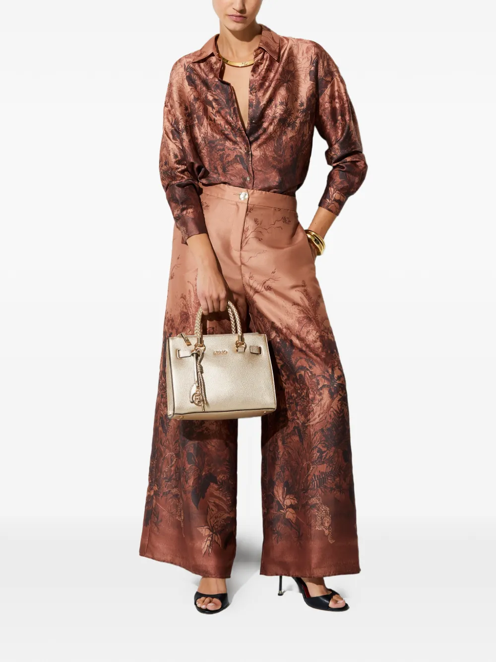 LIU JO Twill palazzo broek met print Beige