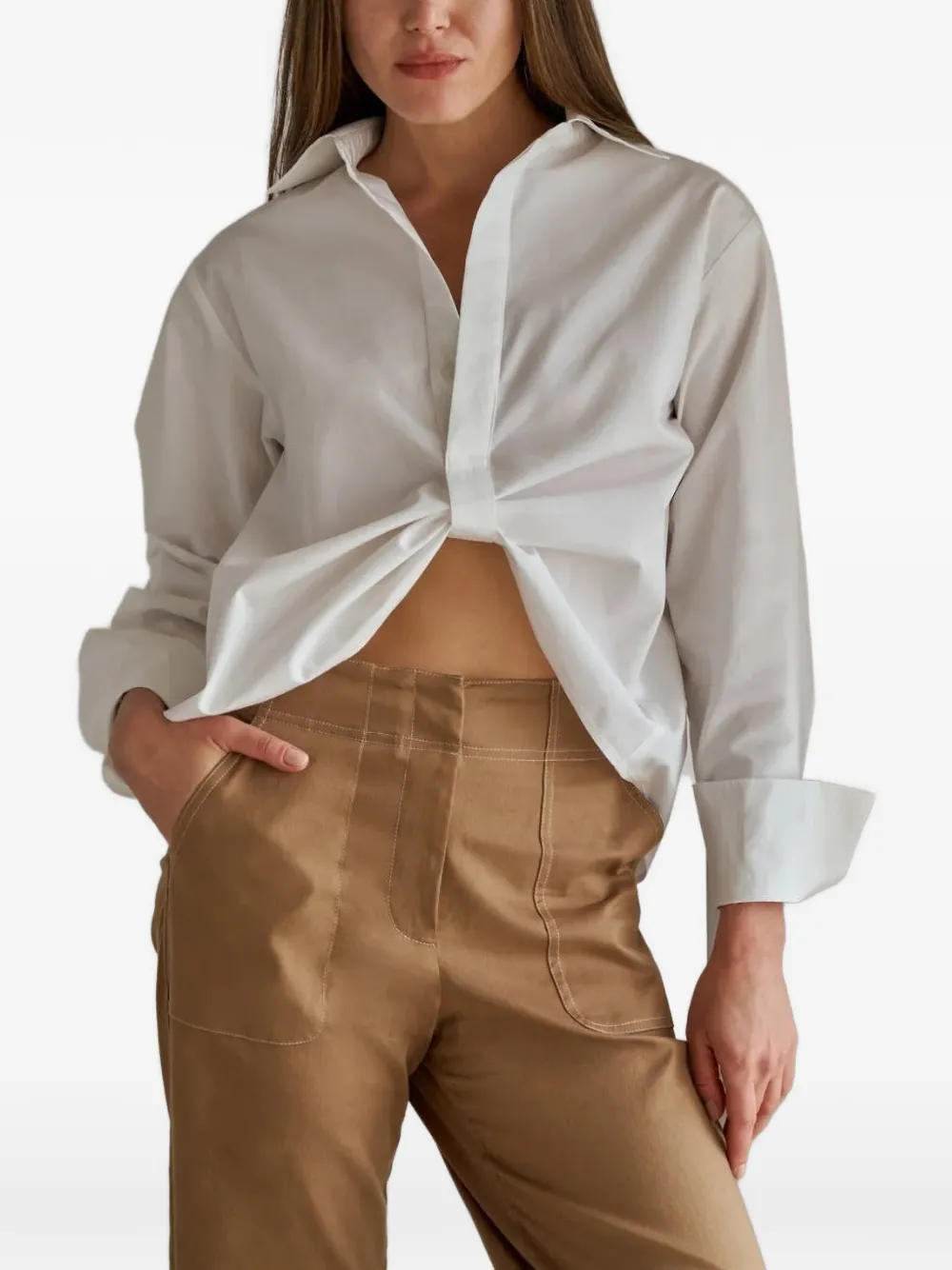 HEVRON Paola twist-detail back-button shirt - Bianco