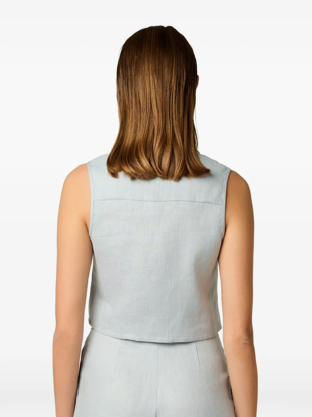 HEVRON Katja mouwloze cropped blouse Blauw
