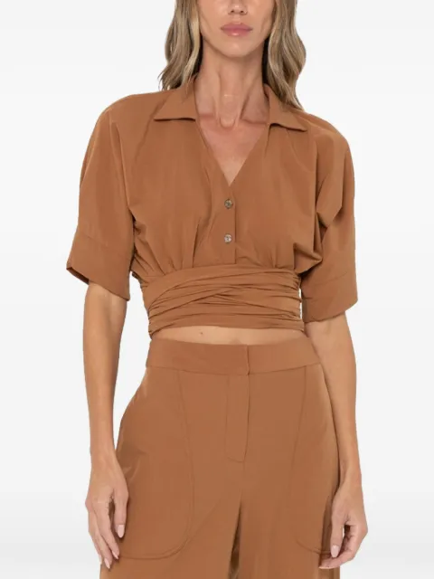 JBQ Halle wrap-around cropped blouse