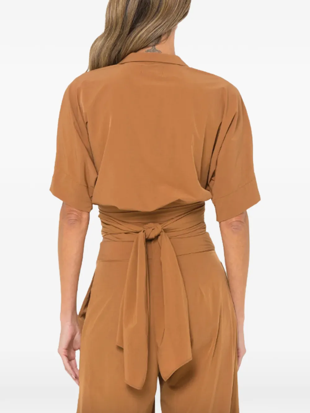 JBQ Halle cropped wikkelblouse Bruin