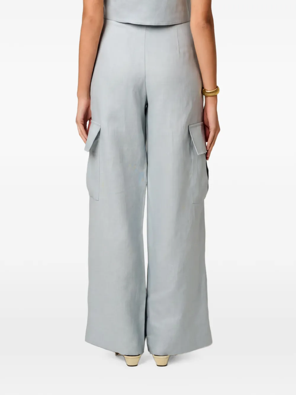 HEVRON Maggie plooibroek met ceintuur Blauw