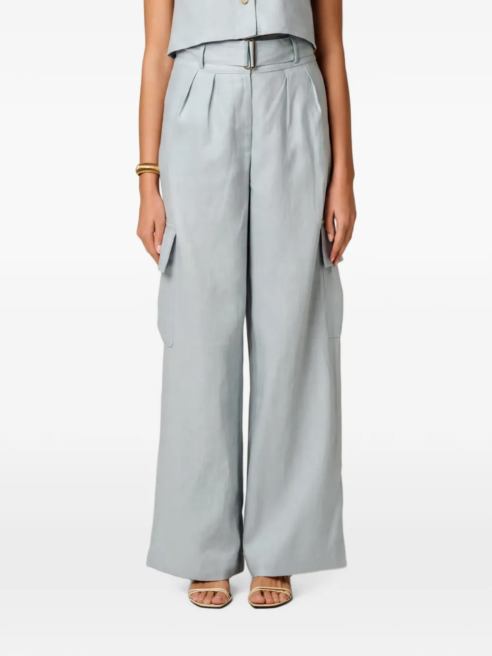 HEVRON Maggie belted pleated pants