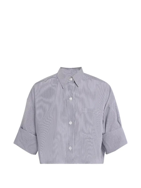 Twp Striped Cropped Shirt in Blue