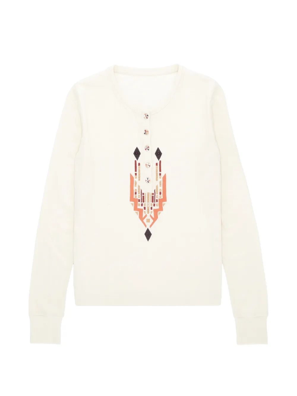 Fortela geometric-embroidered henley top - Toni neutri