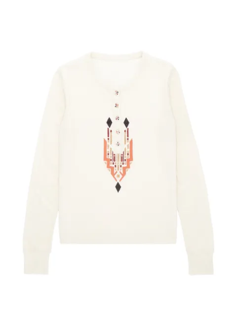 Fortela geometric-embroidered henley top