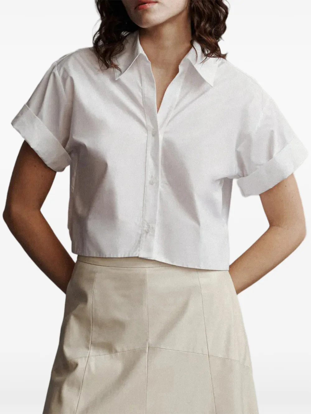 TWP Camicia crop a maniche corte - Toni neutri