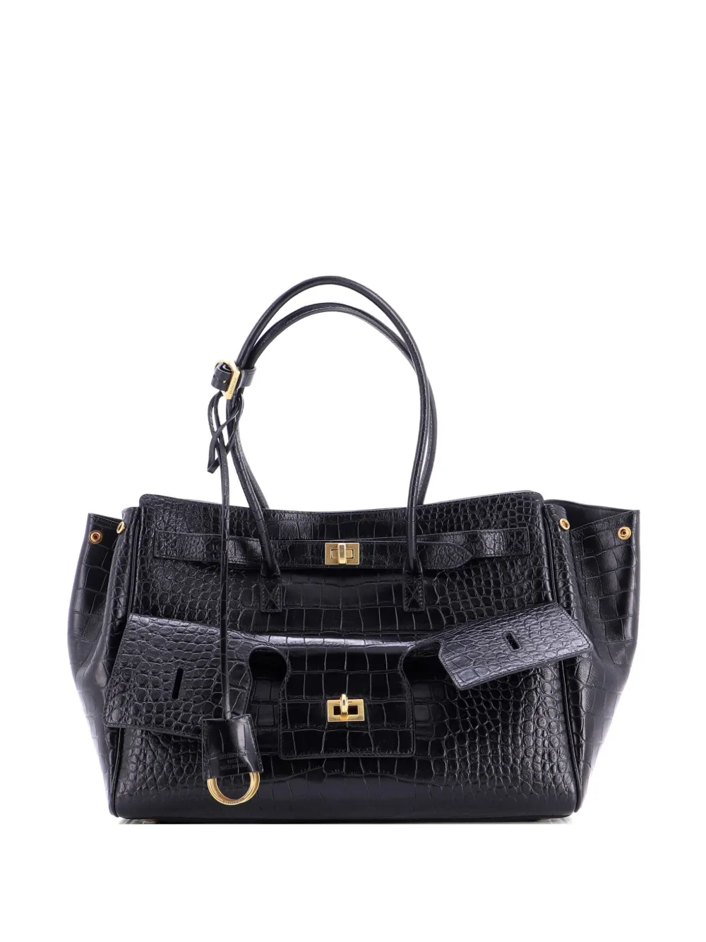 Balenciaga Pre-Owned Borsa tote Bel Air Carry All media in pelle goffrata effetto coccodrillo - Nero