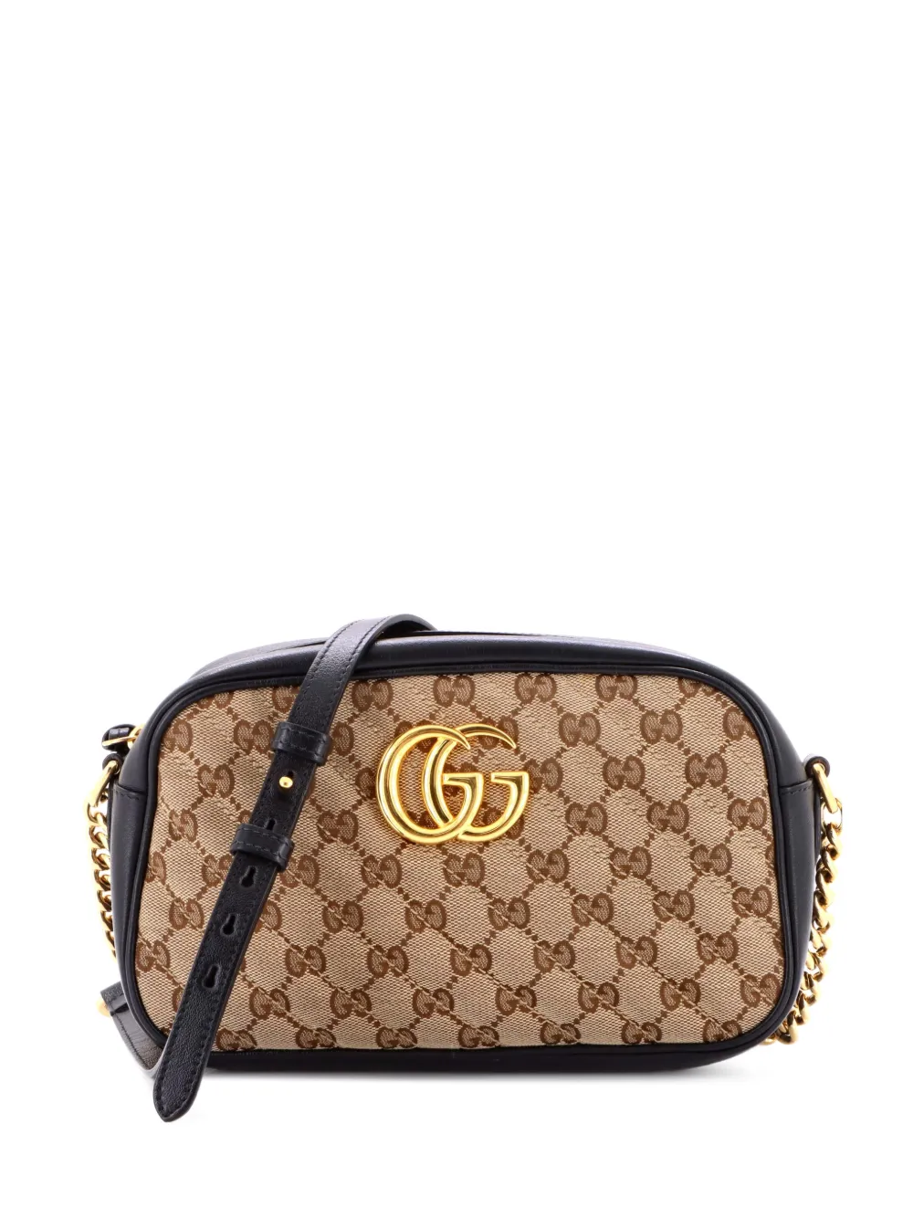 Gucci Pre-Owned GG Marmont Shoulder Bag Diagonal Quilted GG Canvas with Leather Small crossbody bag - Nero