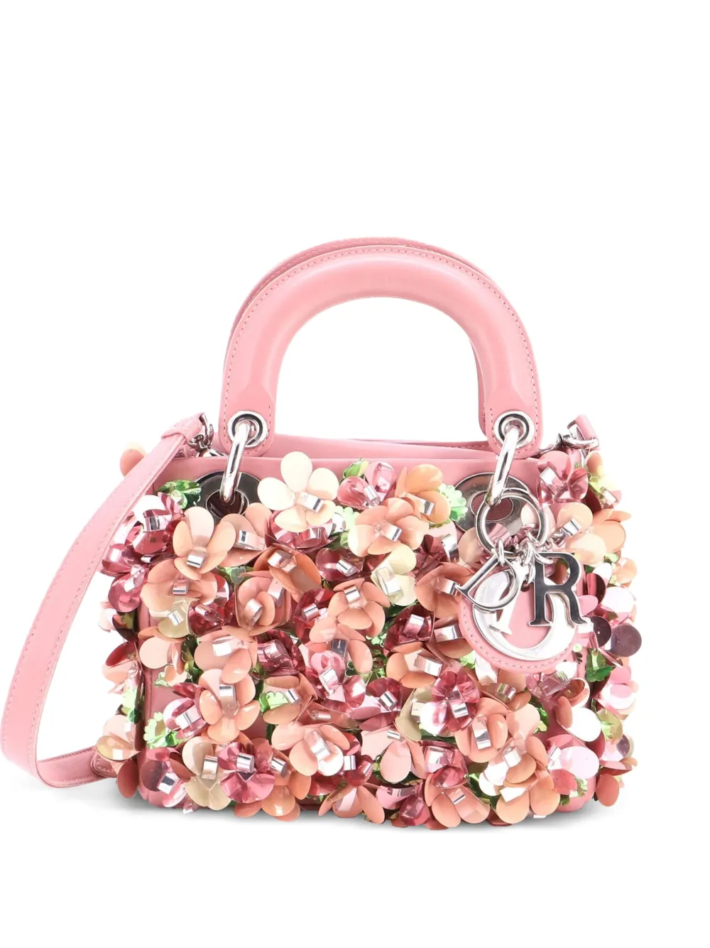 Christian Dior Pre-Owned Mini Lady Dior Flower Charm Satchel-Tasche mit Verzierung - Rosa