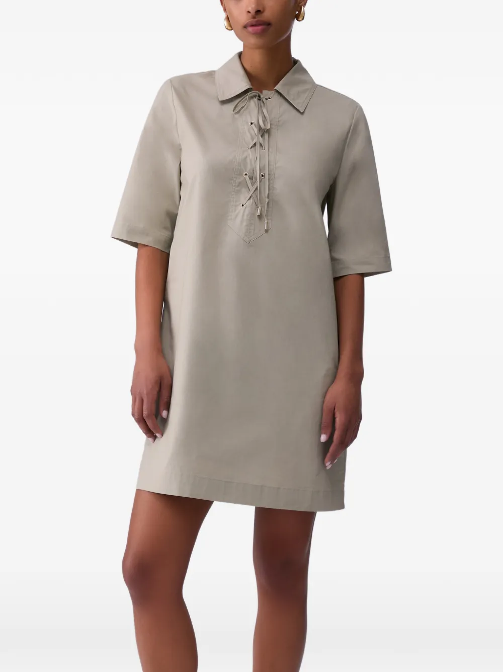 LIU JO lace-up cotton dress - Nude