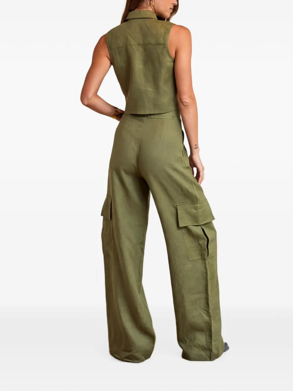 HEVRON Mouwloze cropped blouse Groen