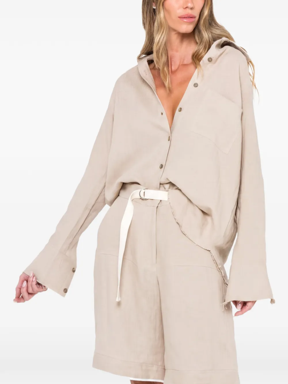 JBQ button-fastening long-sleeve shirt - Toni neutri