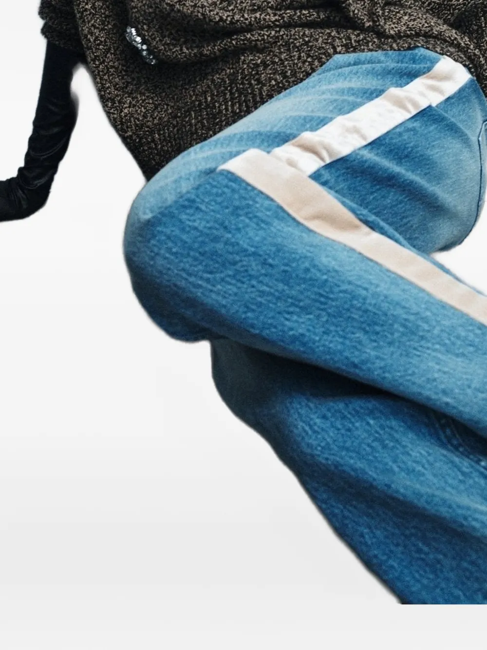 Hellessy Libby velvet-stripe bow-detail jeans - Blu