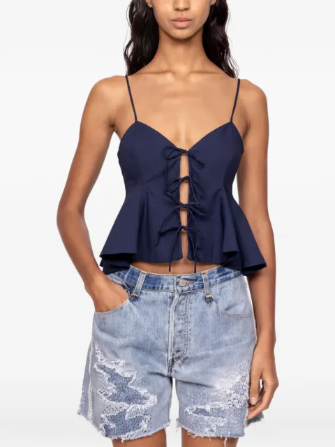 Sea tie-fastening peplum top