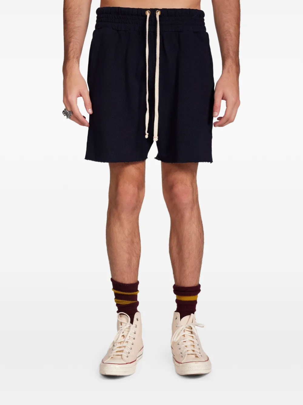 Les Tien waffle-knit raw-cut yacht shorts - Blu