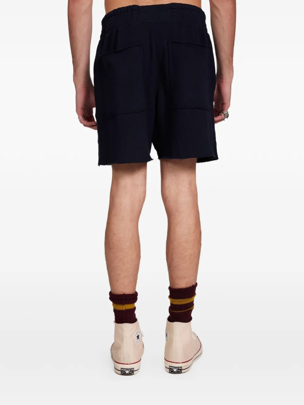 Les Tien Wafelgebreide gerafelde shorts Blauw