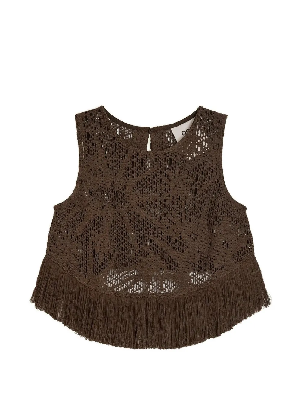 OAS Company Astrea Aurora crochet fringe-trim top - Marrone