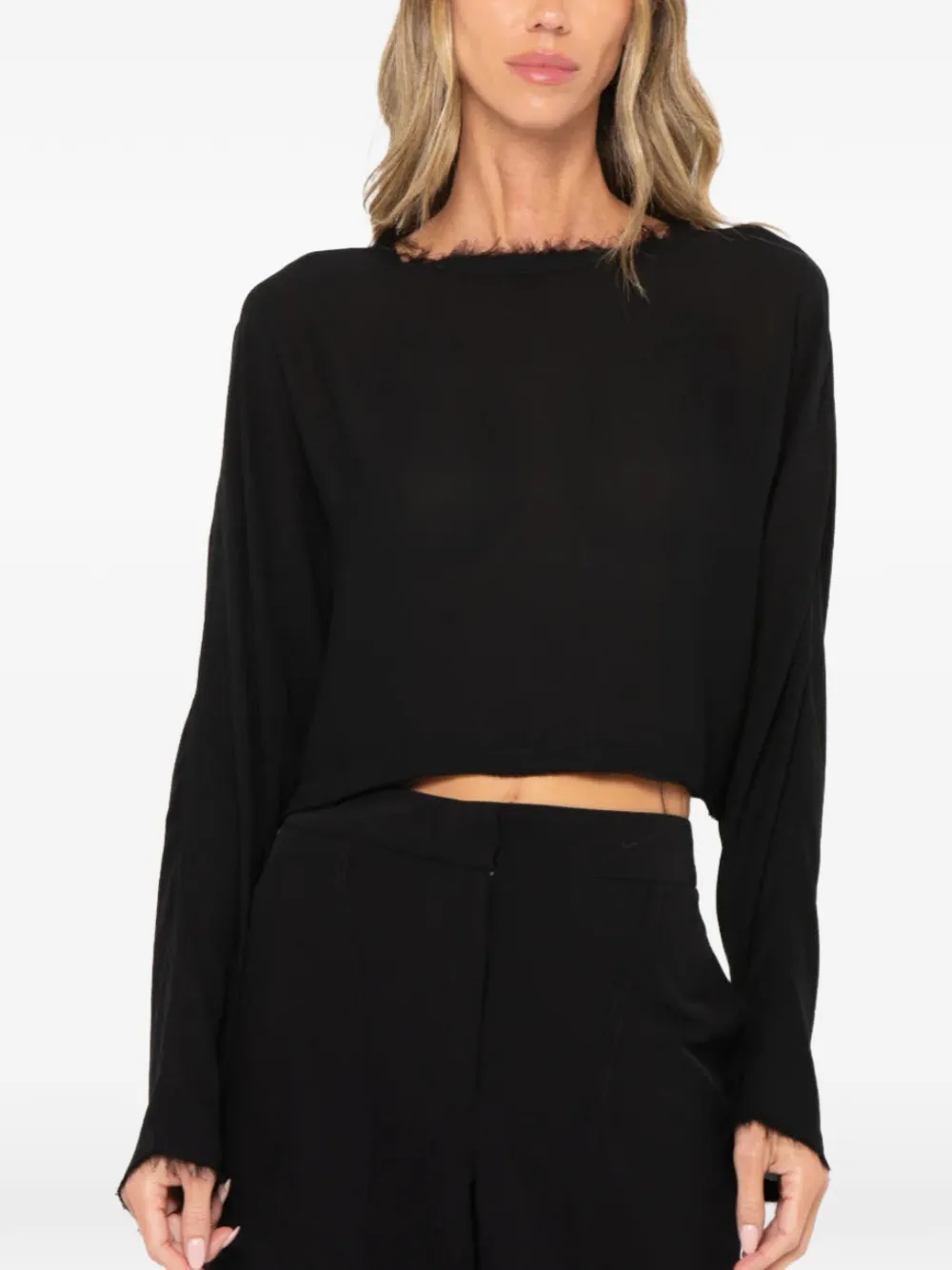JBQ Anja raw-cut cropped top - Nero