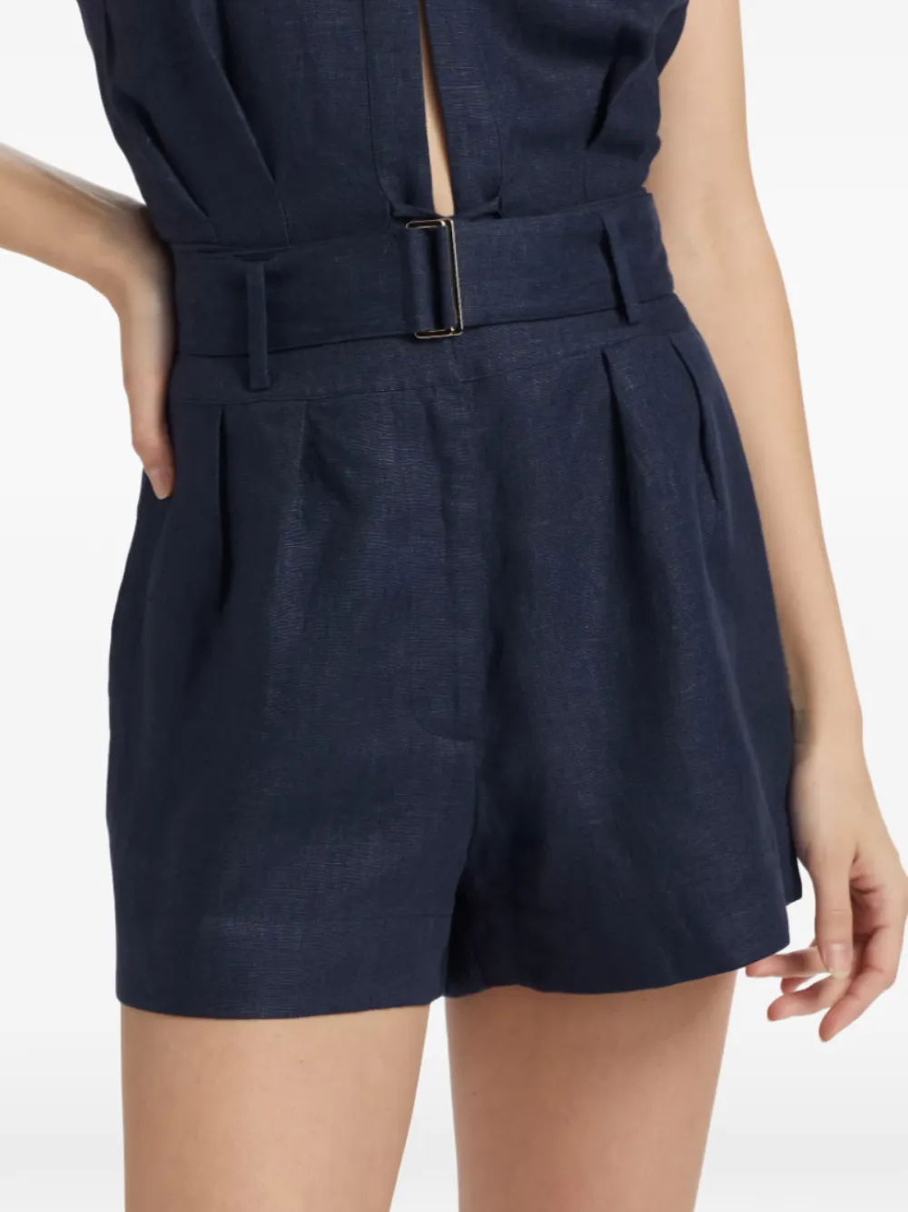 HEVRON Zinna geplooide shorts met ceintuur Blauw