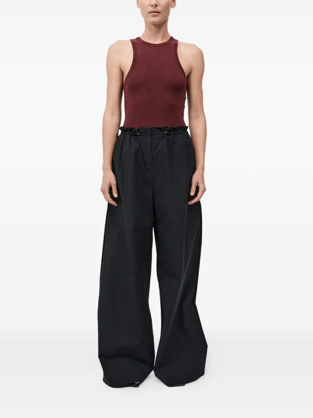 St. Agni Petit broek met paperbag-taille en trekkoord Zwart