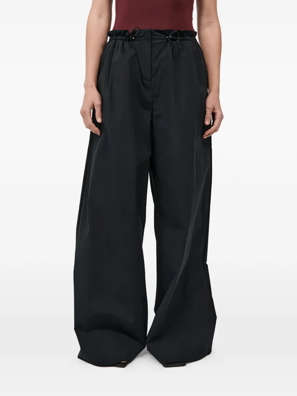 St. Agni Petit broek met paperbag-taille en trekkoord Zwart