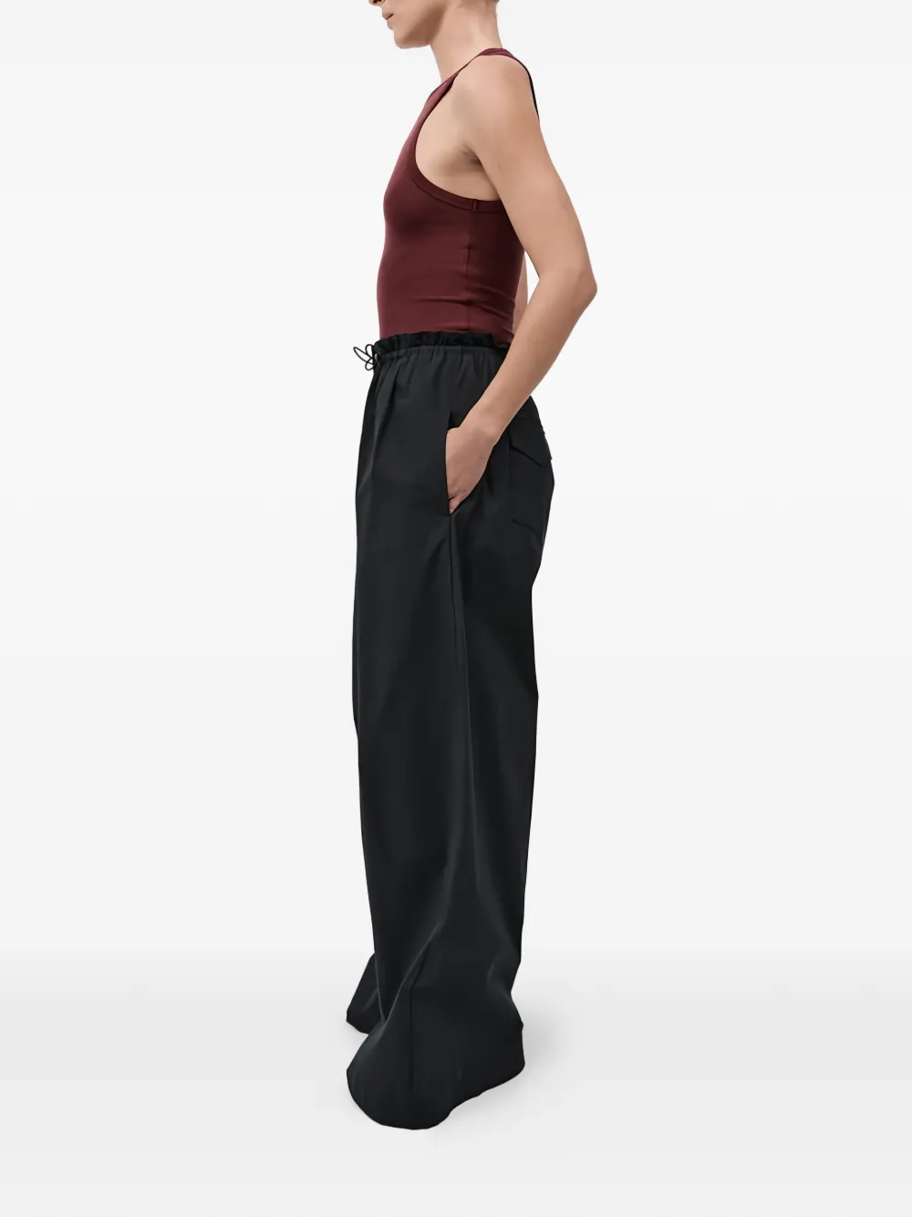 St. Agni Petit broek met paperbag-taille en trekkoord Zwart