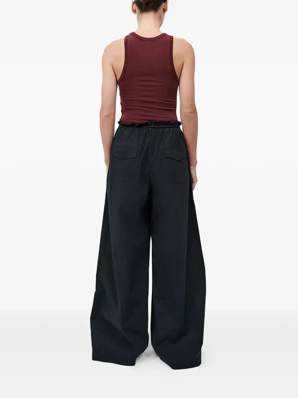 St. Agni Petit broek met paperbag-taille en trekkoord Zwart