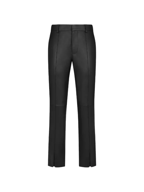 BLAZÉ Milano Smiley Panelled Leather Trousers in Black